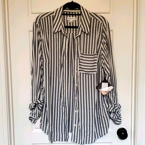 Ava & Viv blue/white stripe button down shirt